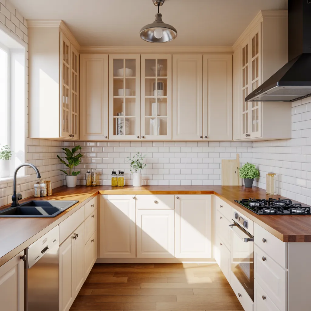 Light Cabinet Color Small Kitchen Idea
