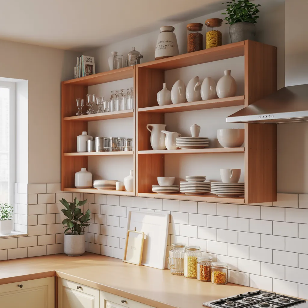 Open Shelving Small Kitchen Idea