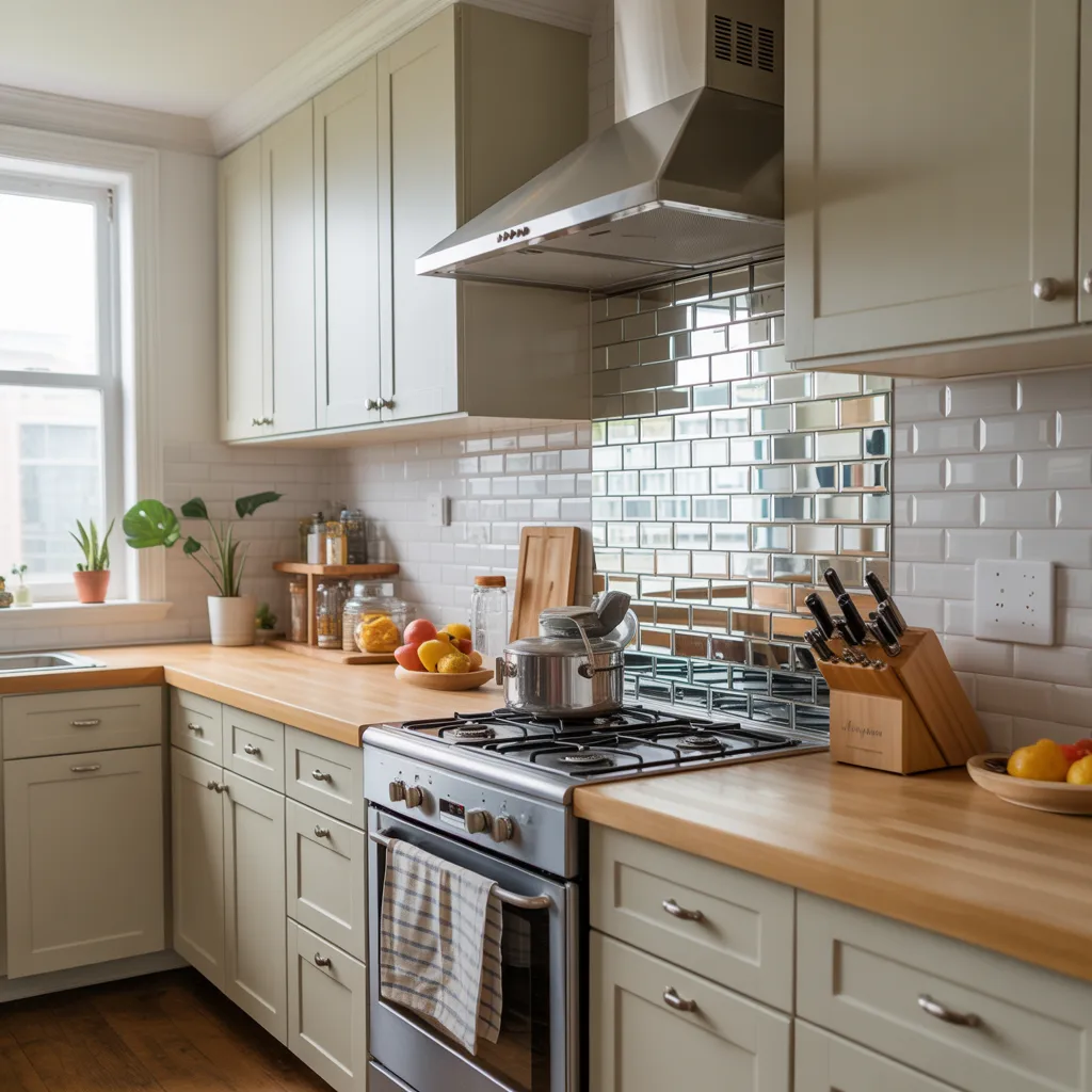 mirrored backsplash idea