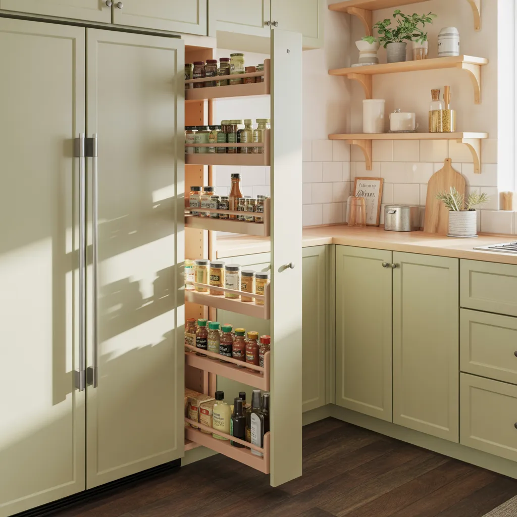 Narrow Side Cabinet Small Kitchen Idea