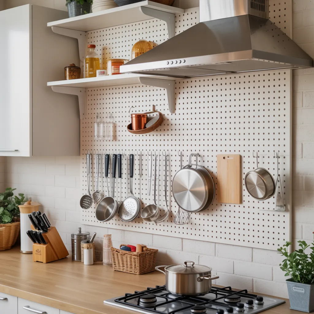 Pegboard Kitchen Wall Small Kitchen Idea
